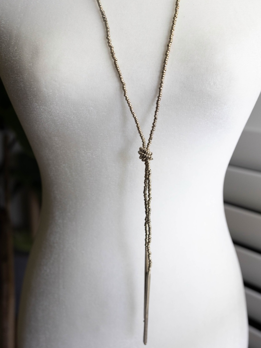 Noonday Collection Beaded Lariat Necklace in Silver